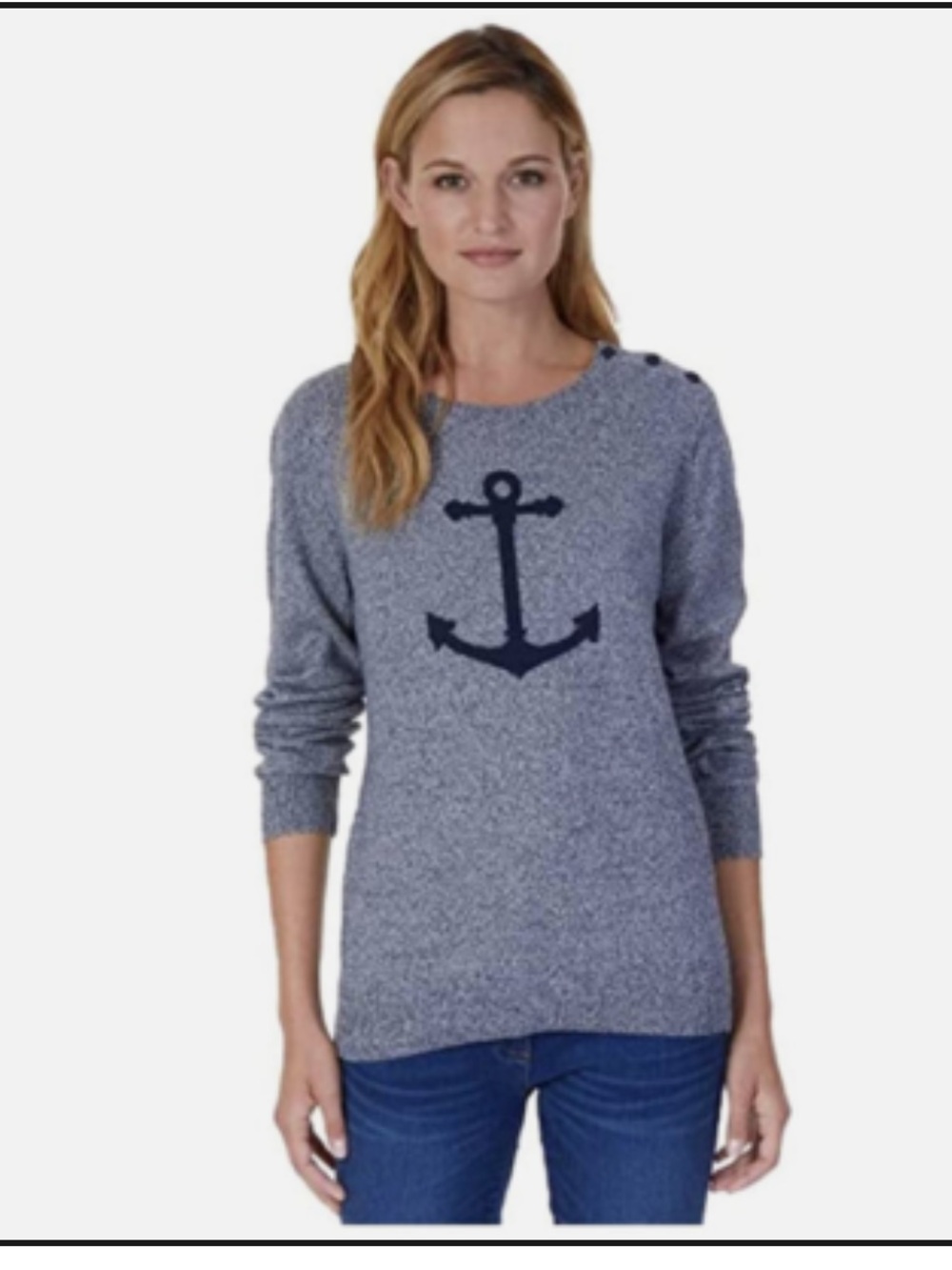 Nautica Women's Blue Anchor Crewneck Sweater , Navy size Large